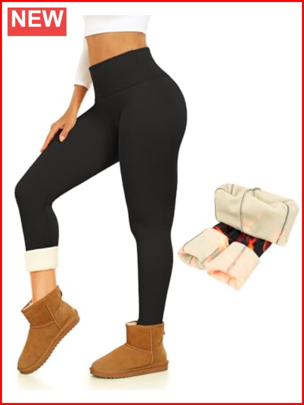 Fleece Lined High Waisted Leggings Winter Thermal Yoga Pants